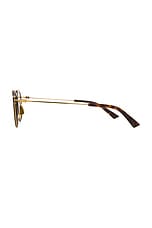 Bottega Veneta Thin Triangle Sunglasses in Havana, Gold, & Brown, view 3, click to view large image.