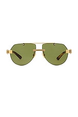 Bottega Veneta BV1342S Sunglasses in Gold, Silver, & Green, view 1, click to view large image.