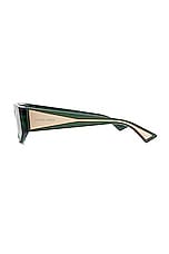Bottega Veneta Nude Triangle Sunglasses in Shiny Transparent Bottle Green, view 3, click to view large image.