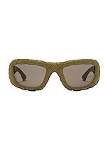 Bottega Veneta Intrecciato Sunglasses in Soft Touch Solid New Sage, view 1, click to view large image.