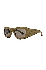 Bottega Veneta Intrecciato Sunglasses in Soft Touch Solid New Sage, view 2, click to view large image.