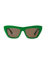 Bottega Veneta Classic Ribbon Sunglasses in Green, view 1, click to view large image.