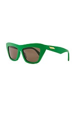 Bottega Veneta Classic Ribbon Sunglasses in Green, view 2, click to view large image.