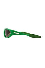 Bottega Veneta Mixed Materials Sunglasses in Green, view 3, click to view large image.