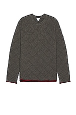 Bottega Veneta Mw Wool Intrecciato 3D Knit Sweater in Medium Grey Melange, view 1, click to view large image.