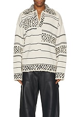 Bottega Veneta Mw Textured Stripe Knit Sweater in Multico Seasalt, view 3, click to view large image.