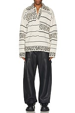 Bottega Veneta Mw Textured Stripe Knit Sweater in Multico Seasalt, view 4, click to view large image.