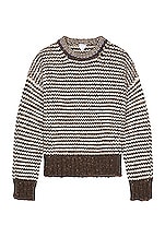 Bottega Veneta Zig Zag Knit Sweater in Milkweed & White, view 1, click to view large image.