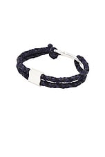 Bottega Veneta Sterling Silver Nappa Bracelet in Dark Sapphire & Black, view 2, click to view large image.