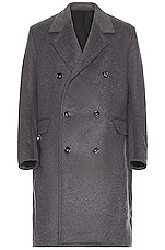 Bottega Veneta Curved Sleeves Long Coat in Grey Melange, view 1, click to view large image.