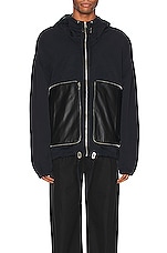 Bottega Veneta Packable Nylon Tricotine Jacket in Midnight Blue, view 3, click to view large image.