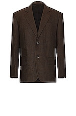 Bottega Veneta Prince Of Wales Wool Jacket in Brown, Red, & Blue, view 1, click to view large image.