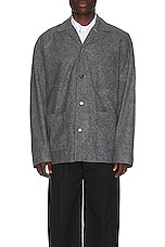 Bottega Veneta Flannel Printed Nubuck Jacket in Charcoal Melange, view 3, click to view large image.