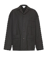 Bottega Veneta Pinstripe Chevron Jacket in Grey Melange & Red, view 1, click to view large image.