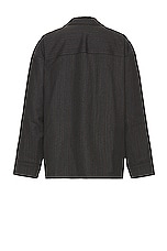 Bottega Veneta Pinstripe Chevron Jacket in Grey Melange & Red, view 2, click to view large image.