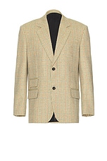 Bottega Veneta Distorted Prince Of Wales Jacket in Beige, Yellow, & Blue, view 1, click to view large image.