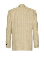 Bottega Veneta Distorted Prince Of Wales Jacket in Beige, Yellow, & Blue, view 2, click to view large image.