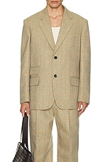 Bottega Veneta Distorted Prince Of Wales Jacket in Beige, Yellow, & Blue, view 4, click to view large image.