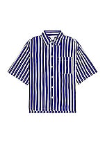 Bottega Veneta Hand Drawn Stripe Shirt in Blue & Black, view 1, click to view large image.