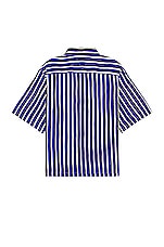 Bottega Veneta Hand Drawn Stripe Shirt in Blue & Black, view 2, click to view large image.