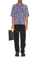 Bottega Veneta Hand Drawn Stripe Shirt in Blue & Black, view 4, click to view large image.