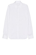 Bottega Veneta Fine Pinstripe Shirt in White & Black, view 1, click to view large image.