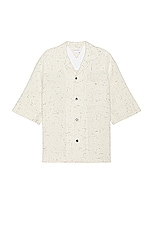 Bottega Veneta Light Criss Cross Viscose Silk Shirt in Dove & Black, view 1, click to view large image.