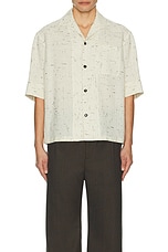 Bottega Veneta Light Criss Cross Viscose Silk Shirt in Dove & Black, view 3, click to view large image.
