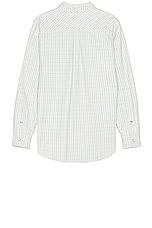 Bottega Veneta Check Printed Nubuck Shirt in White, Grey, & Mint, view 2, click to view large image.
