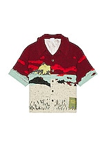 Bottega Veneta Embroidered Intarsio Shirt in Apple Candy & Dove, view 1, click to view large image.