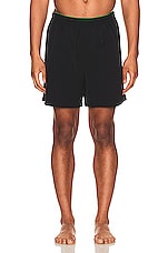 Bottega Veneta Long Boxer Swim Shorts in Black, view 3, click to view large image.