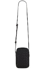 Bottega Veneta Structured Phone Pouch in Black Silver, view 1, click to view large image.