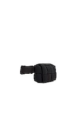 Bottega Veneta Mini Cassette Padded Belt Bag in Black & Silver, view 4, click to view large image.