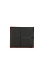 Bottega Veneta Cassette Bi Fold Wallet in Dark Green & Orange, view 2, click to view large image.