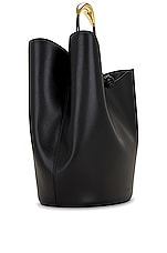 Bottega Veneta Medium Double Clam Bucket Urban Leather in Black, view 3, click to view large image.
