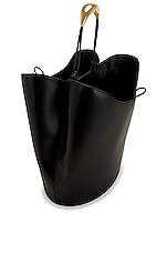 Bottega Veneta Medium Double Clam Bucket Urban Leather in Black, view 4, click to view large image.