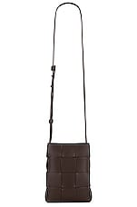 Bottega Veneta Cassette Phone Pouch Urban Leather in Light Brown & Silver, view 1, click to view large image.