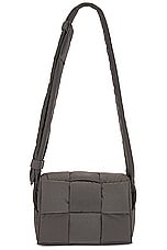 Bottega Veneta Small Padded Tech Cassette Paper Bag in Light Graphite & Silver, view 1, click to view large image.