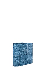Bottega Veneta Cassette Bi Fold Wallet Nappa Denim Print in Blue Melange, & Ice, view 3, click to view large image.