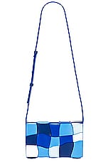 Bottega Veneta Medium Cassette Urban Leather Distorted Pool Bag in Navy, Blue, & White, view 1, click to view large image.