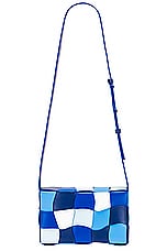 Bottega Veneta Medium Cassette Urban Leather Distorted Pool Bag in Navy, Blue, & White, view 2, click to view large image.