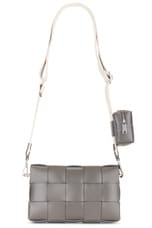 Bottega Veneta Cassette On Strap Bag in Light Graphite, view 2, click to view large image.