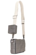 Bottega Veneta Cassette On Strap Bag in Light Graphite, view 3, click to view large image.