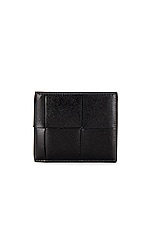 Bottega Veneta Urban Leather Billfold Wallet in Black & Silver, view 1, click to view large image.