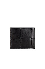 Bottega Veneta Urban Leather Billfold Wallet in Black & Silver, view 2, click to view large image.