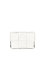 Bottega Veneta Card Case With Strap in White & Silver, view 2, click to view large image.