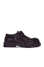 Bottega Veneta Deep Calf Weave Lace Up in Black, view 1, click to view large image.
