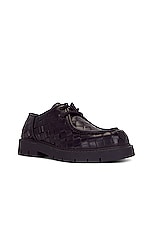 Bottega Veneta Deep Calf Weave Lace Up in Black, view 2, click to view large image.