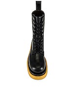 Bottega Veneta Military Calf Lace Up Boot in Black, view 4, click to view large image.