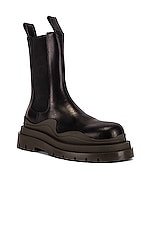 Bottega Veneta The Tire Chelsea Boot in Black, view 2, click to view large image.